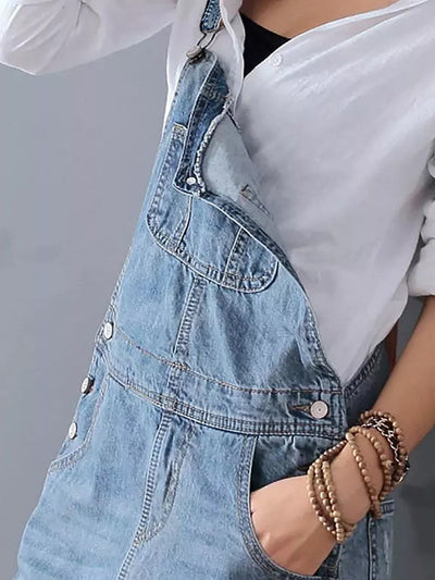 Sophie | Denim Dungaree Dress with Back Split