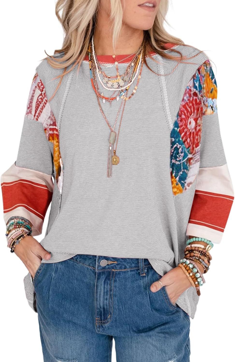 Lizzy | Striped Patch Blouse