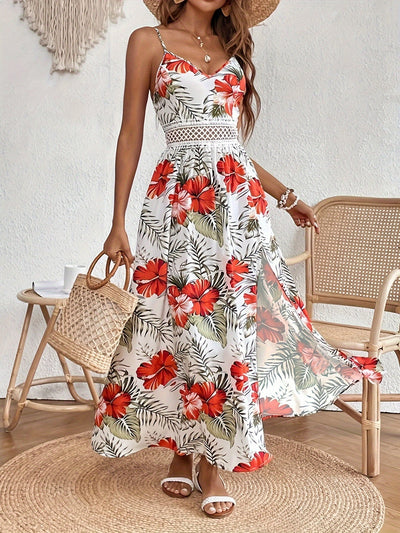 Maple | Floral V-Neck Suspender Maxi Dress