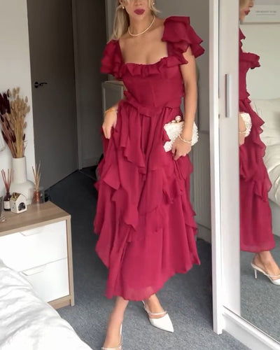Quinlan | Elegant High-Waist Dress with Lace Trim