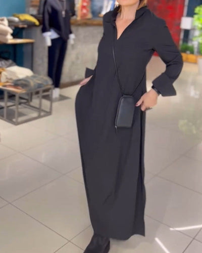 Zoe | Side Slit Lapel Loose Long Dress