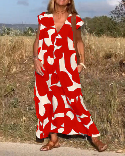 Aria | Elegant V-neck Floral Dress