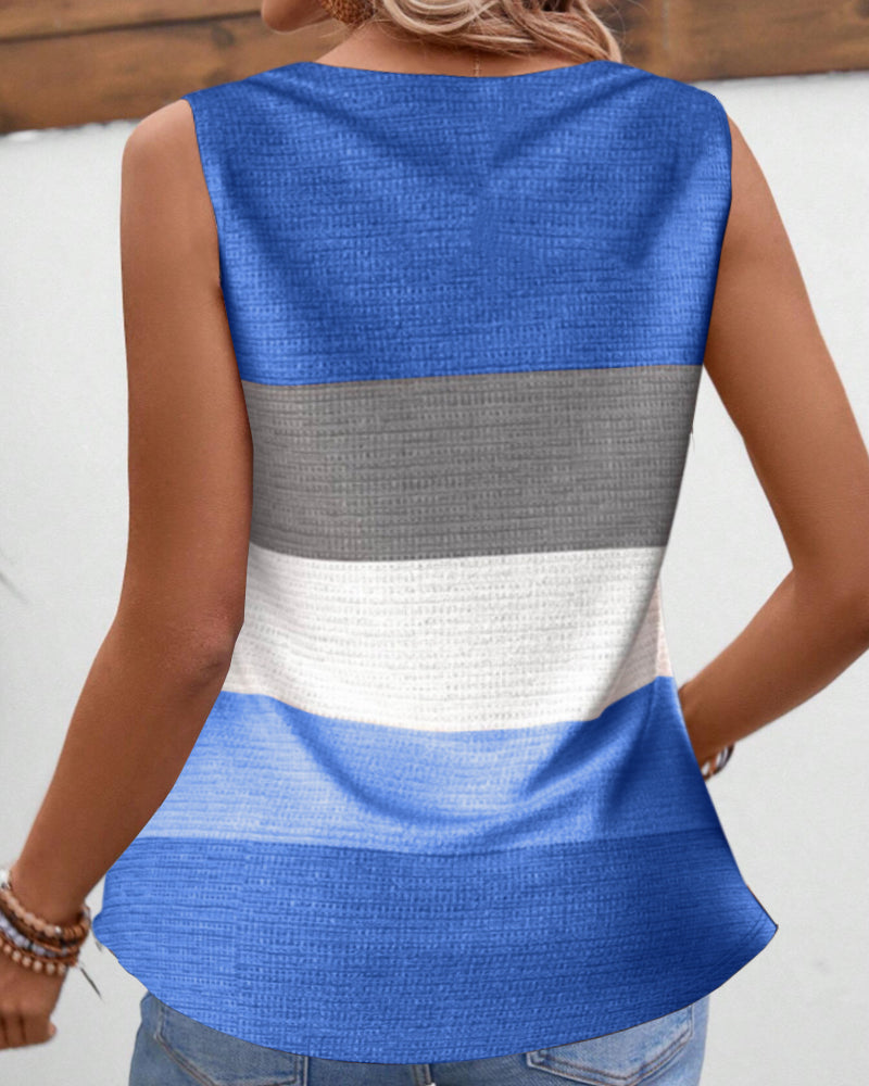 Riley | Button-Up Striped Tank Top