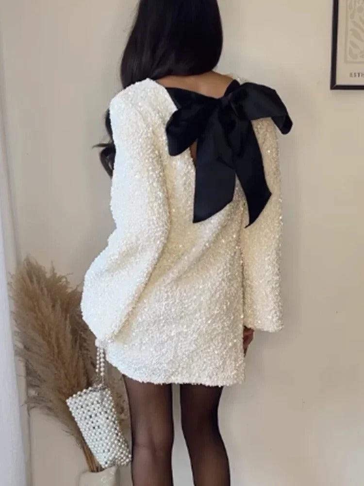 Lila | Chic Sparkle Dress with Bow