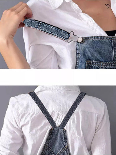 Sophie | Denim Dungaree Dress with Back Split