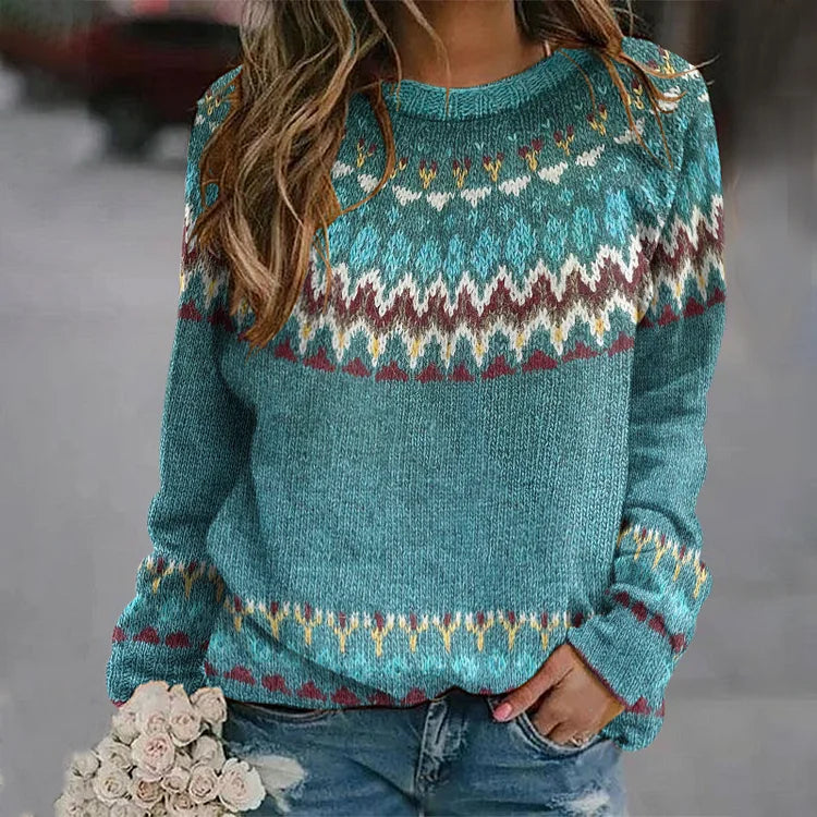 Avery | Cozy Retro Wave Pattern Sweatshirt