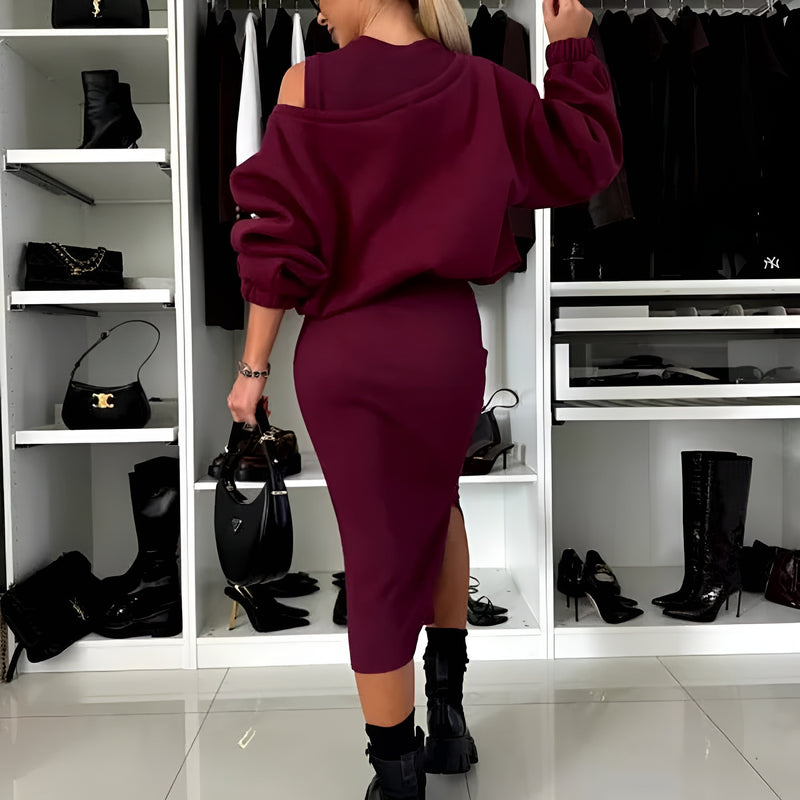 Sophie | Chic Two-piece Ensemble (Dress + Sweater)