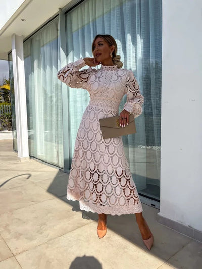 Luna | Celestial Harmony Lace Midi Dress