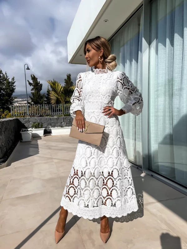 Luna | Celestial Harmony Lace Midi Dress