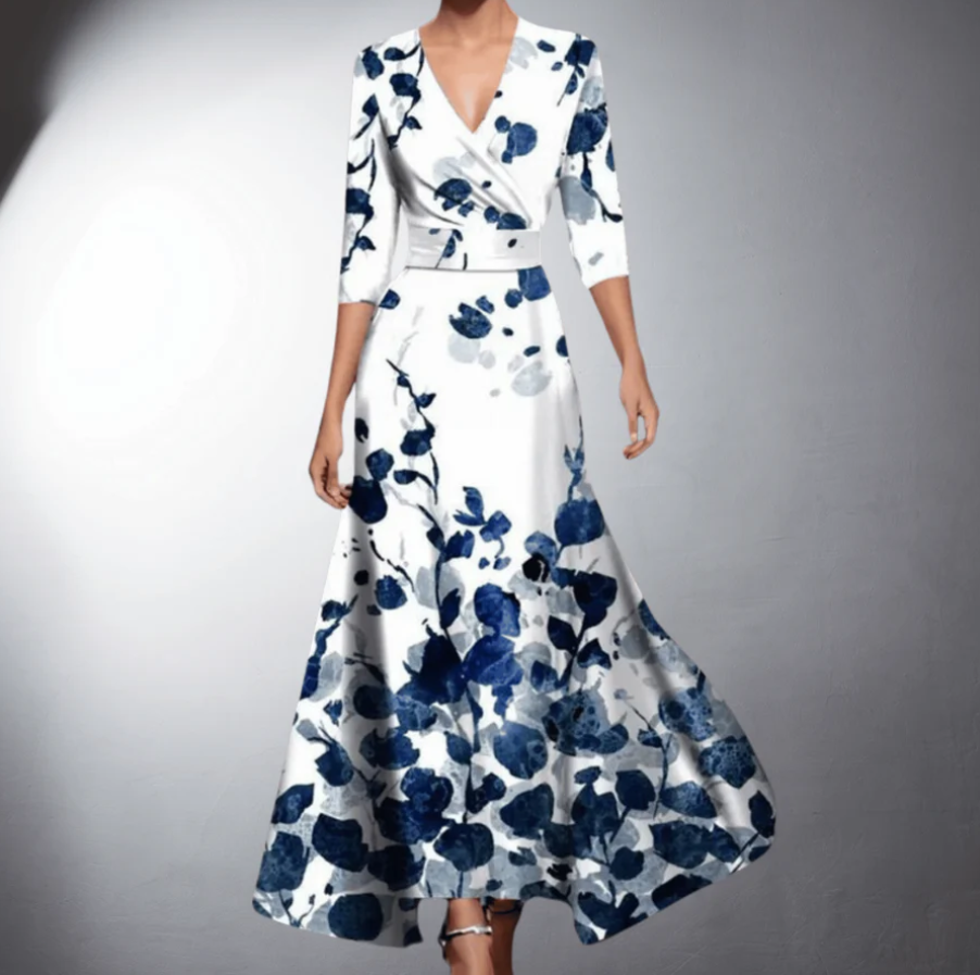 Zoe | Classic Floral V-Neck Maxi Dress