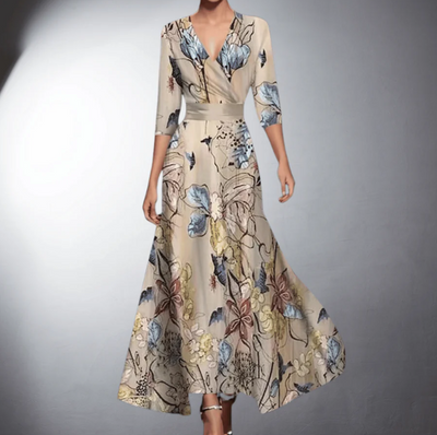 Zoe | Classic Floral V-Neck Maxi Dress