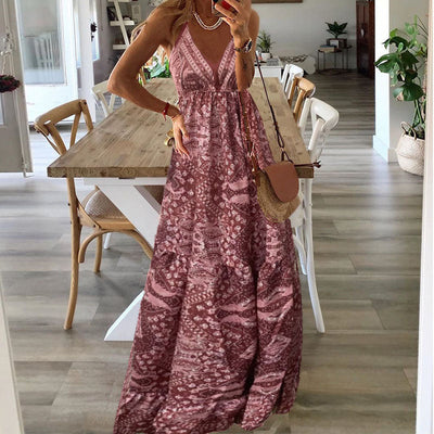 Wren | Boho Spaghetti Strap V-Neck Maxi Dress