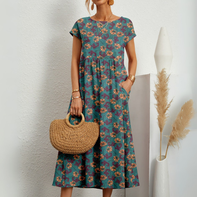 Ivory | Floral Print Midi Dress