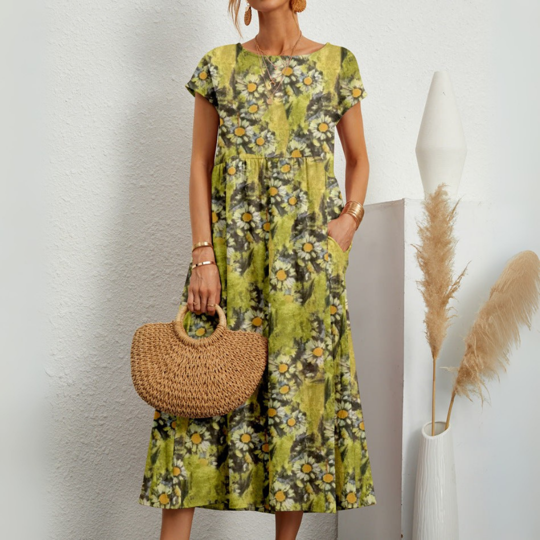Ivory | Floral Print Midi Dress
