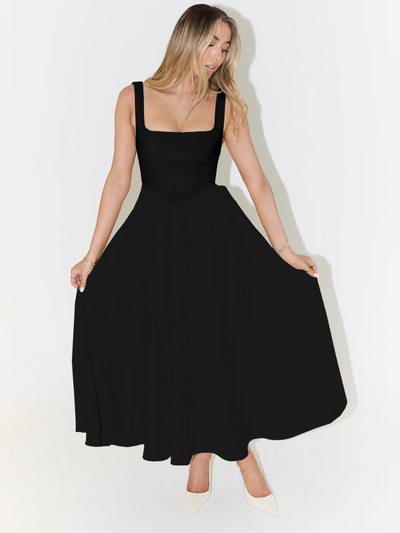 Trinity | Elegant Solid Sleeveless A-Line Midi Dress