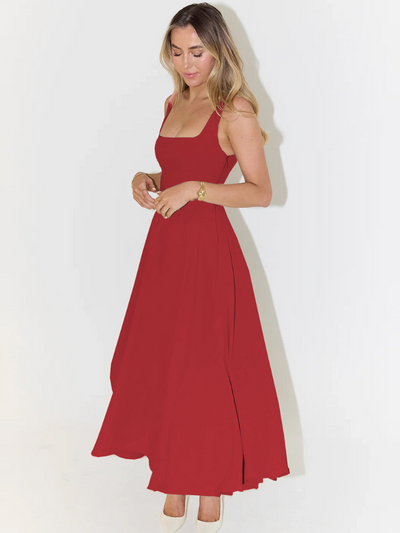 Trinity | Elegant Solid Sleeveless A-Line Midi Dress