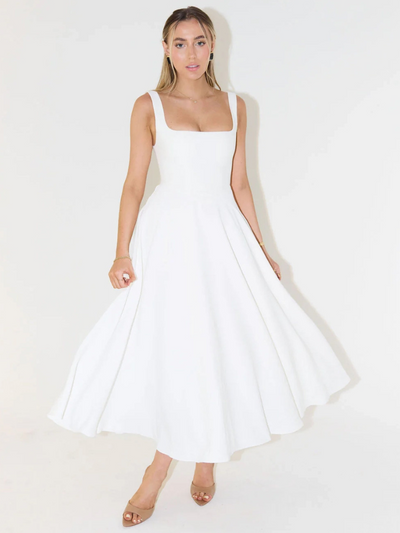 Trinity | Elegant Solid Sleeveless A-Line Midi Dress