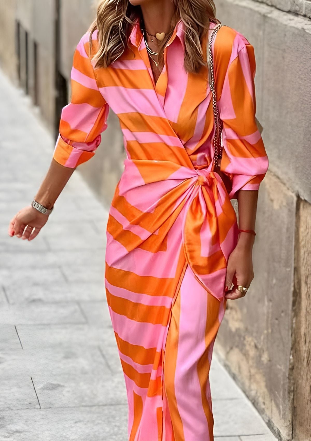 Olivia | Printed Waist-Cinching Shirt Dress