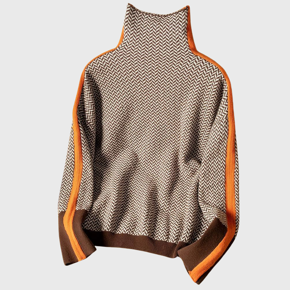Kinga | Striped Sweater with Elegant Turtleneck