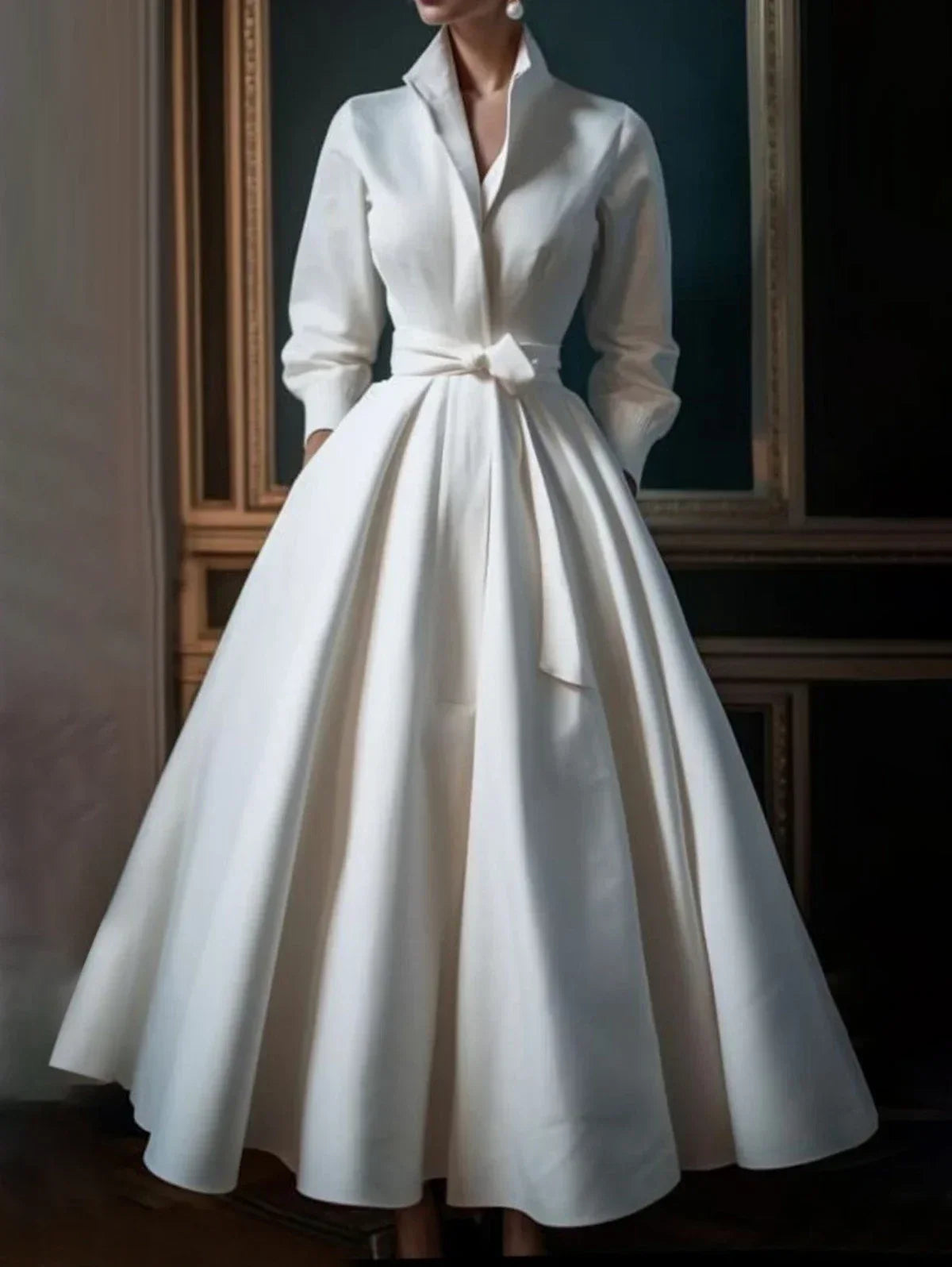 Aria | Sleek Stand Collar A-Line Maxi Dress