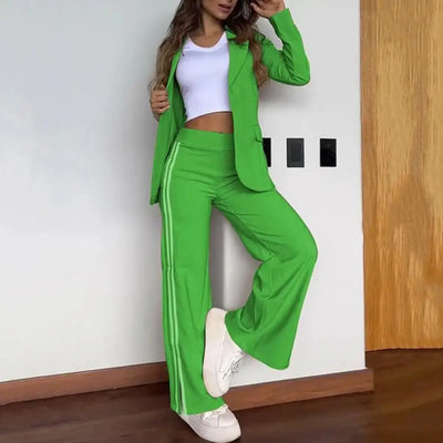 Abigail | Chic Notched Lapel Blazer & Wide Leg Pant Suit Set