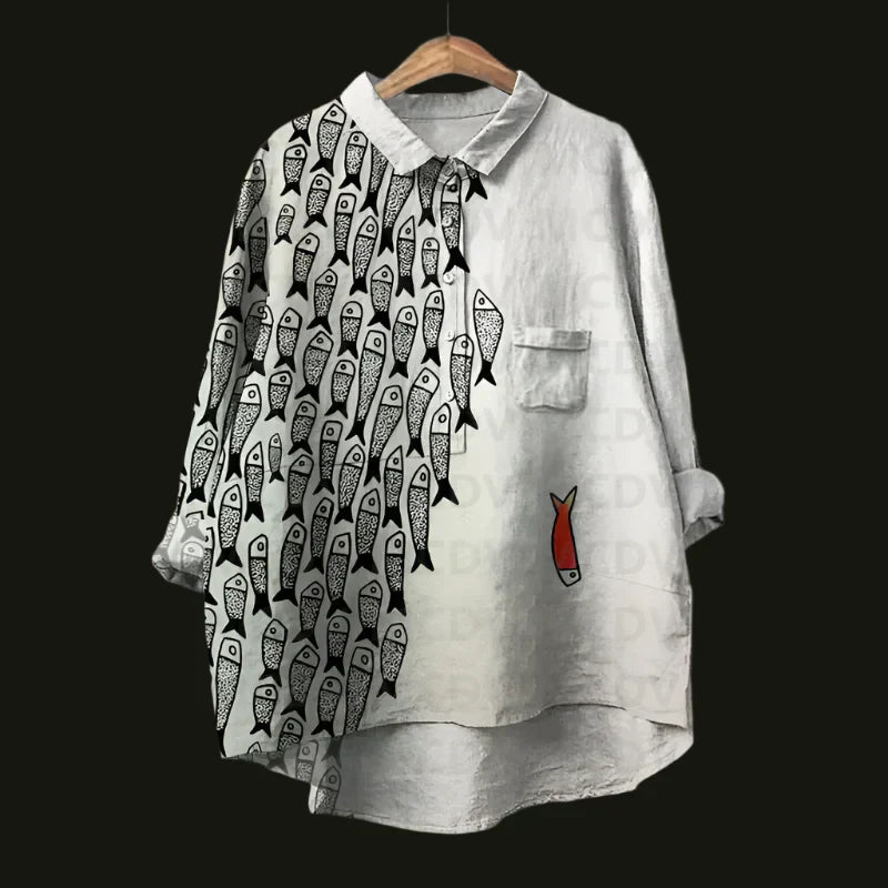 Ella | Stylish Retro Fish Pattern Top