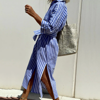 Hazel | Sophisticated Striped Comfort Midi Dress