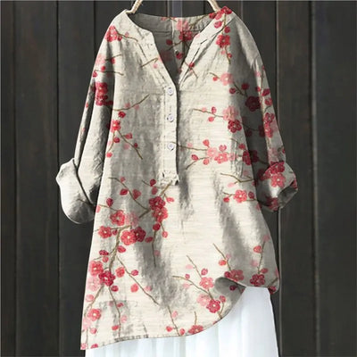 Anny | Floral Print Button-Up Top