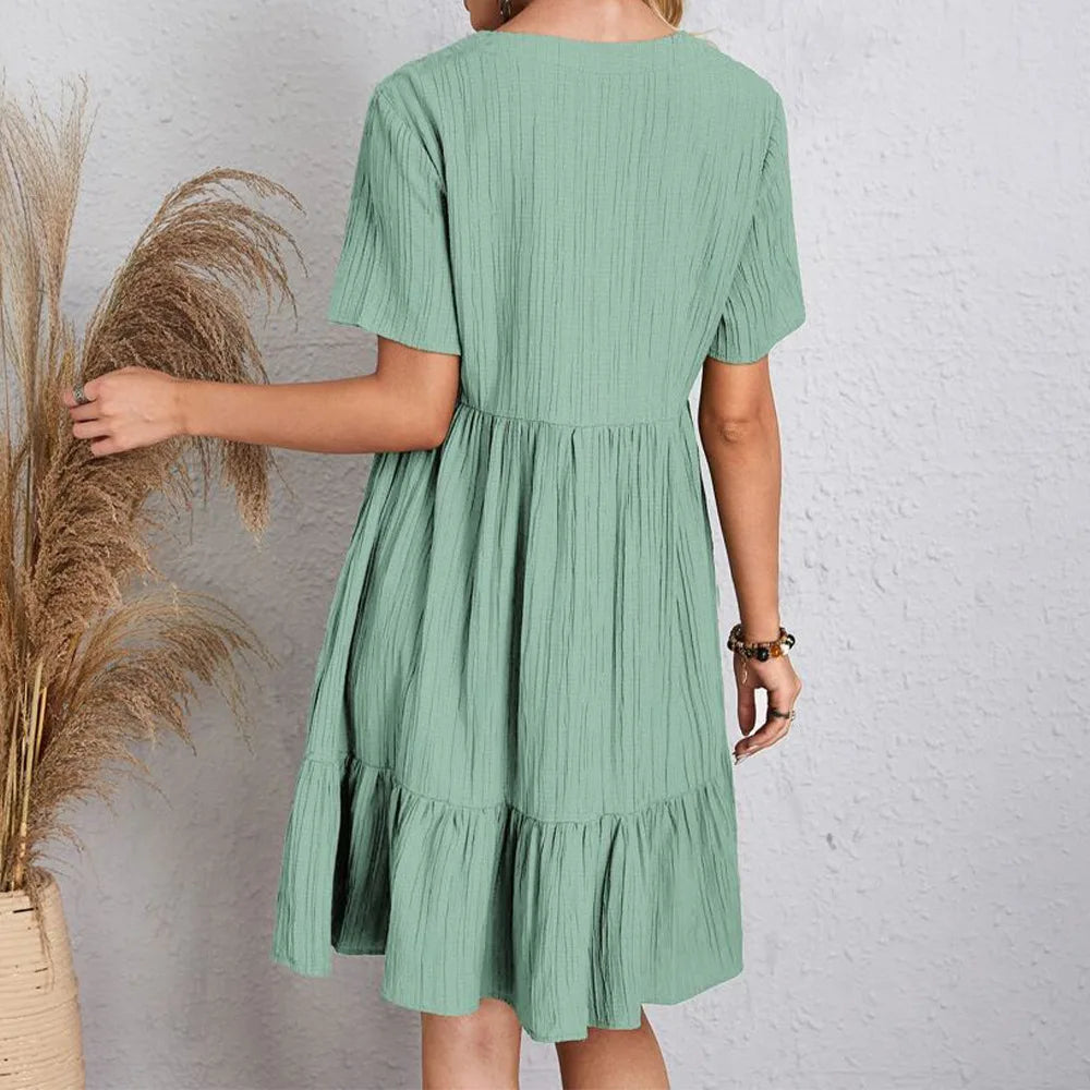 Hadley | Boho Chic Ruffle Hem Mini Dress