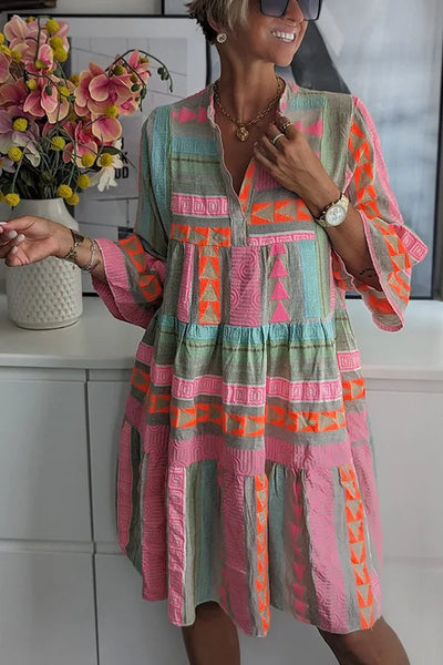 Ava | Chic V-Neck Cotton Hemp Summer Dress
