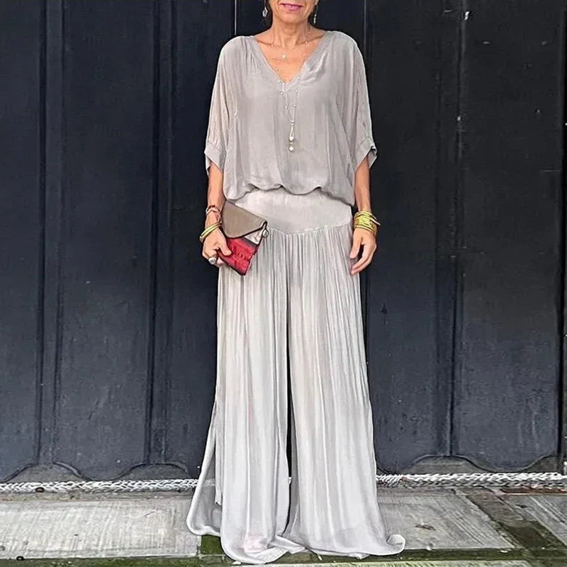 Ella | Chic Chiffon Top & Pants Two-Piece Set