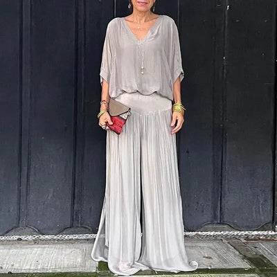 Ella | Chic Chiffon Top & Pants Two-Piece Set
