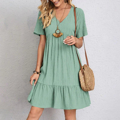 Hadley | Boho Chic Ruffle Hem Mini Dress
