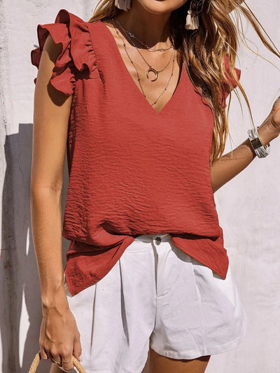 Lynette | Flowy Ruffle Sleeve Summer Blouse