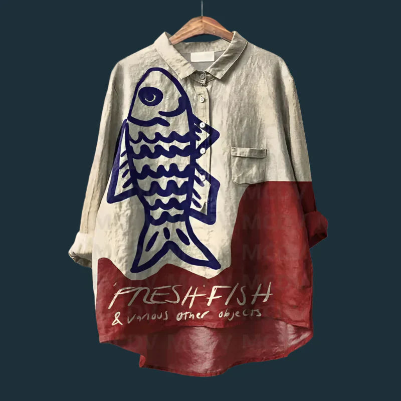 Ella | Stylish Retro Fish Pattern Top