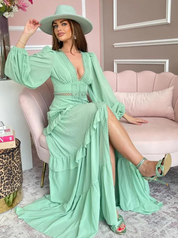 Sophia | Cozy V-neck Long Sleeve Maxi Dress