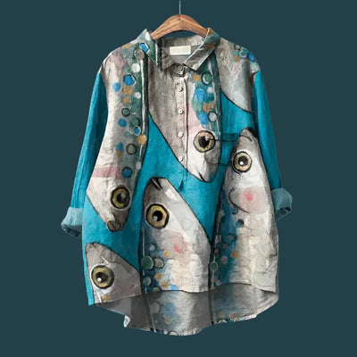 Ella | Stylish Retro Fish Pattern Top