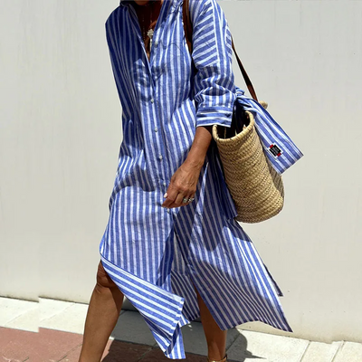 Hazel | Sophisticated Striped Comfort Midi Dress