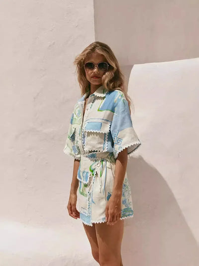 Sophia | Chic Vintage Tops and Mini Skirts Set