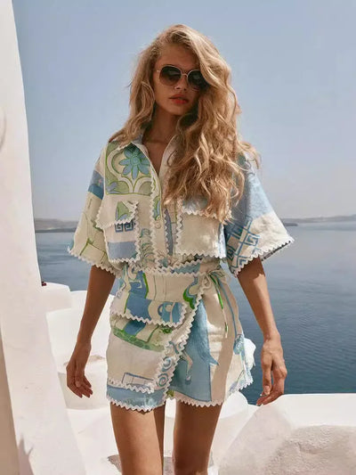 Sophia | Chic Vintage Tops and Mini Skirts Set