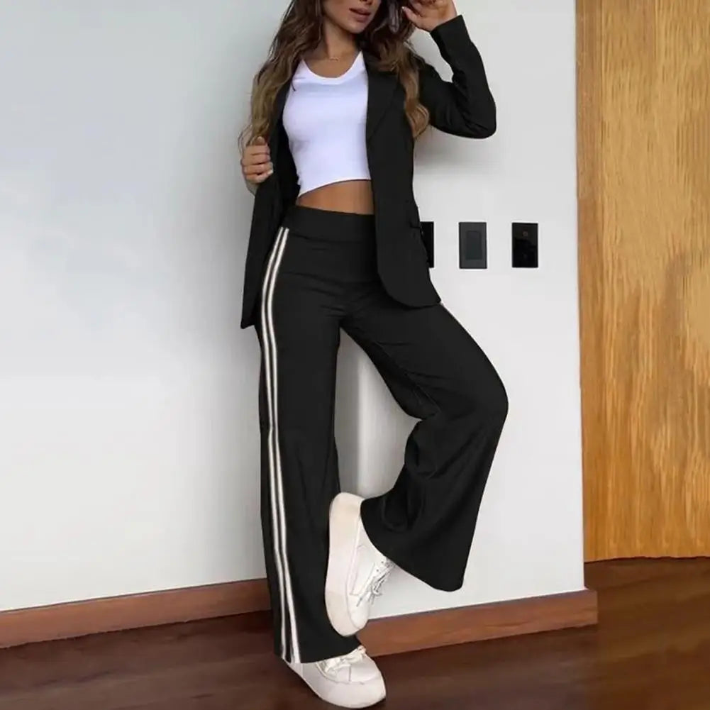 Abigail | Chic Notched Lapel Blazer & Wide Leg Pant Suit Set