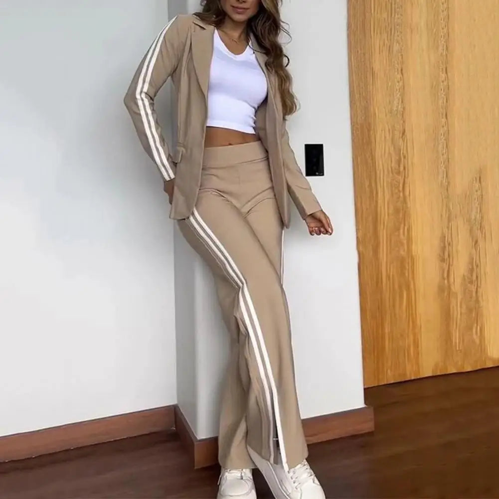 Abigail | Chic Notched Lapel Blazer & Wide Leg Pant Suit Set