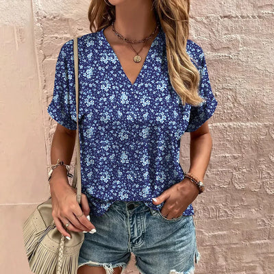 Lily | Floral V-Neck Tummy Covering Top