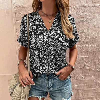 Lily | Floral V-Neck Tummy Covering Top