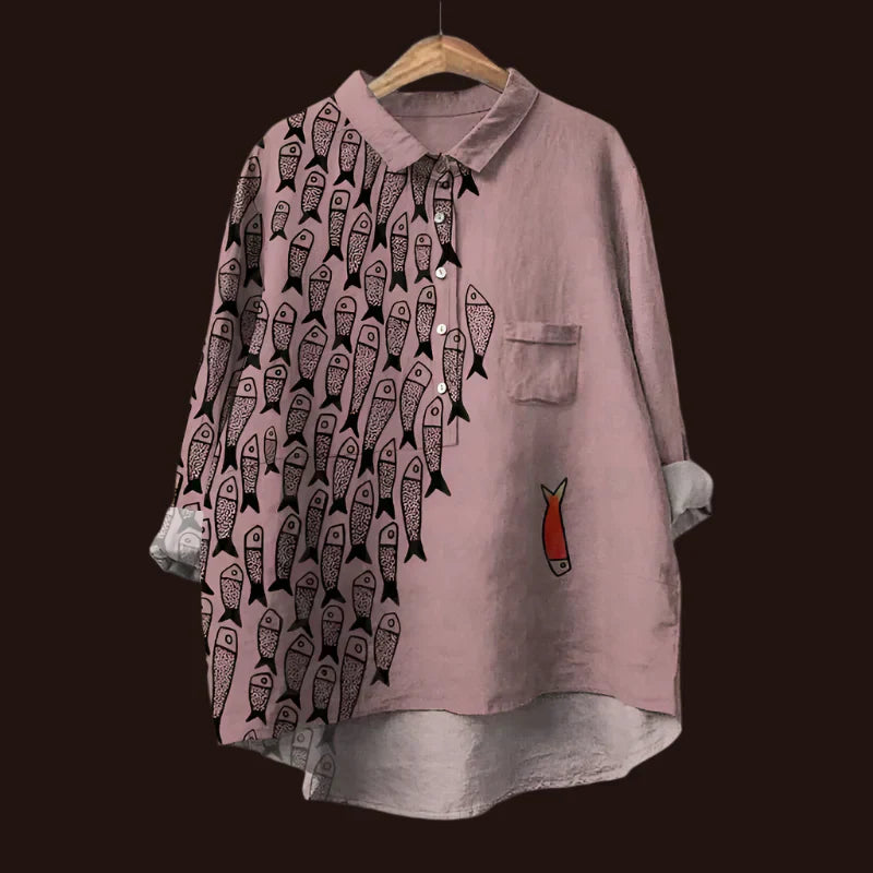 Ella | Stylish Retro Fish Pattern Top