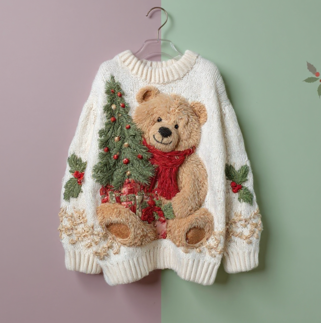 HOLLY | BEAR KNIT HOLIDAY SWEATER