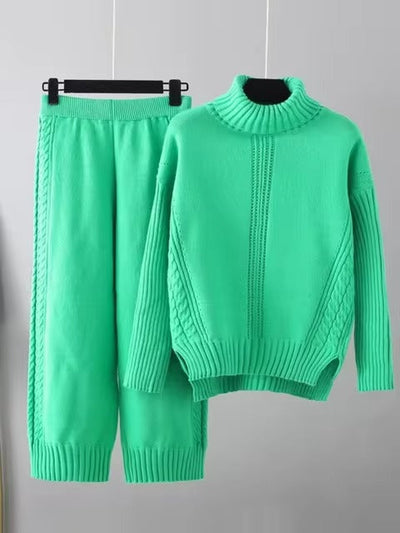 Scarlett | Chic High-Neck Knit Sweater & Loose Pants Set