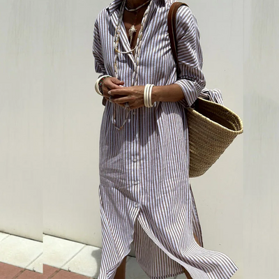 Hazel | Sophisticated Striped Comfort Midi Dress