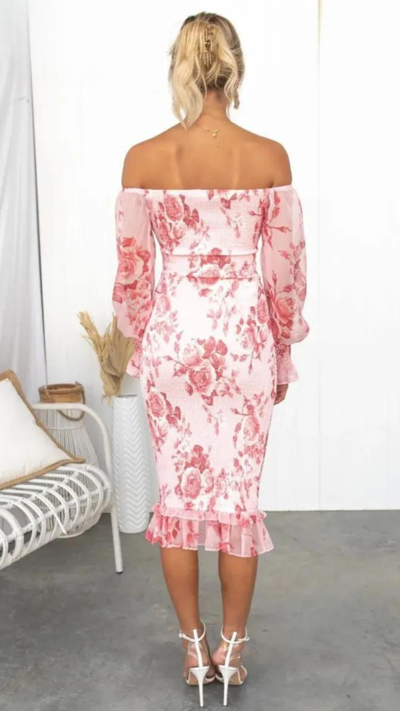 Dahlia | Stunning Off Shoulder Midi Dress
