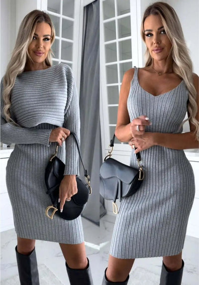 Scarlett | Chic Two-Piece Ensemble (Dress and Sweater)
